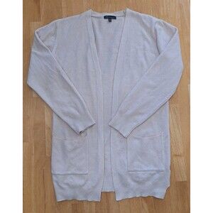 Urbino Apparel Open Front Cardigan Womens Medium Pockets Pale Yellow